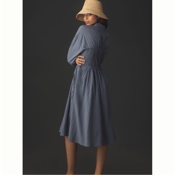 Pilcro Anthropologie Corset Midi Shirt Dress - Picture 2 of 12